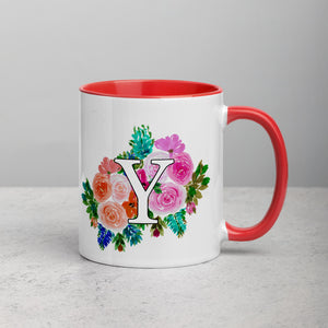 Letter Y Floral Mug