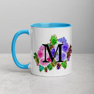 Letter M Floral Mug