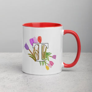 Letter T Floral Mug