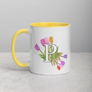 Letter P Floral Mug