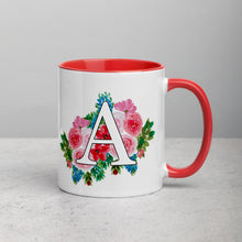 Load image into Gallery viewer, Letter A Floral Mug
