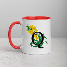 Load image into Gallery viewer, Letter Q Floral Mug