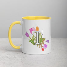 Load image into Gallery viewer, Letter T Floral Mug