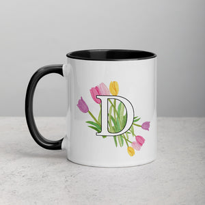 Letter D Floral Mug