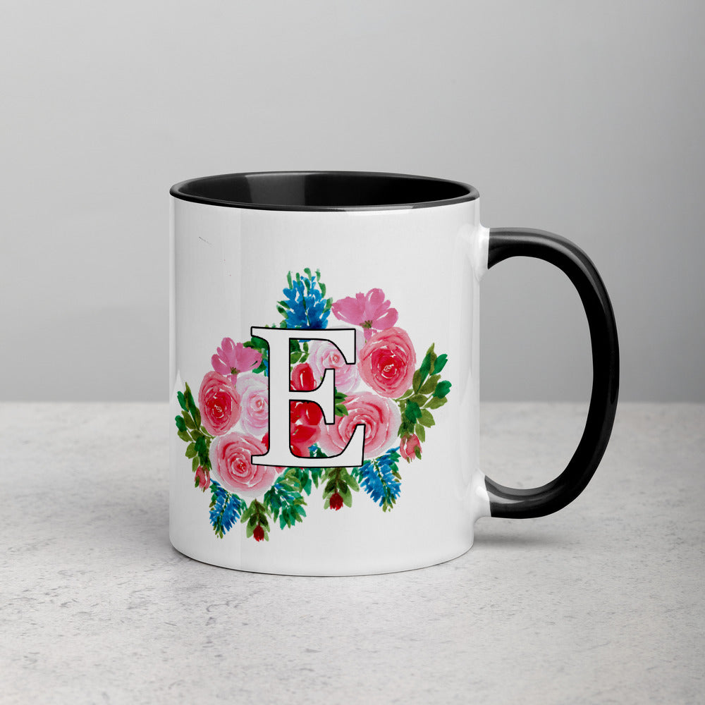Letter E Floral Mug