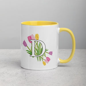 Letter D Floral Mug