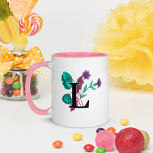 Load image into Gallery viewer, Letter L Floral Mug
